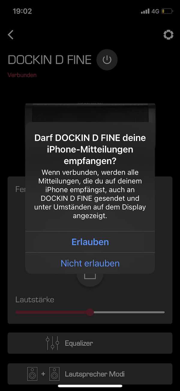 Dockin D Fine Evo App – Screenshot