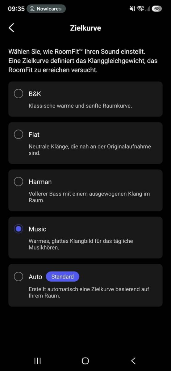 Test der WiiM-RoomFit-Funktion